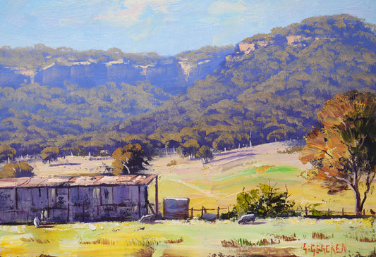 Framed Australian painting hartley by Graham Gercken