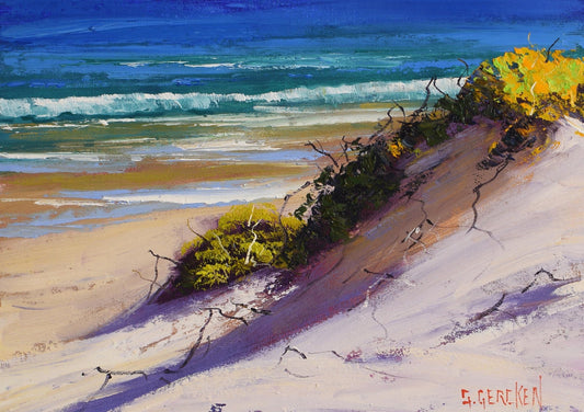 Framed Central Coast Summer day Beach Dunes Painting