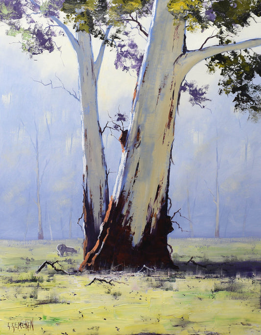 Eucalyptus trees Australian landscape oil painting