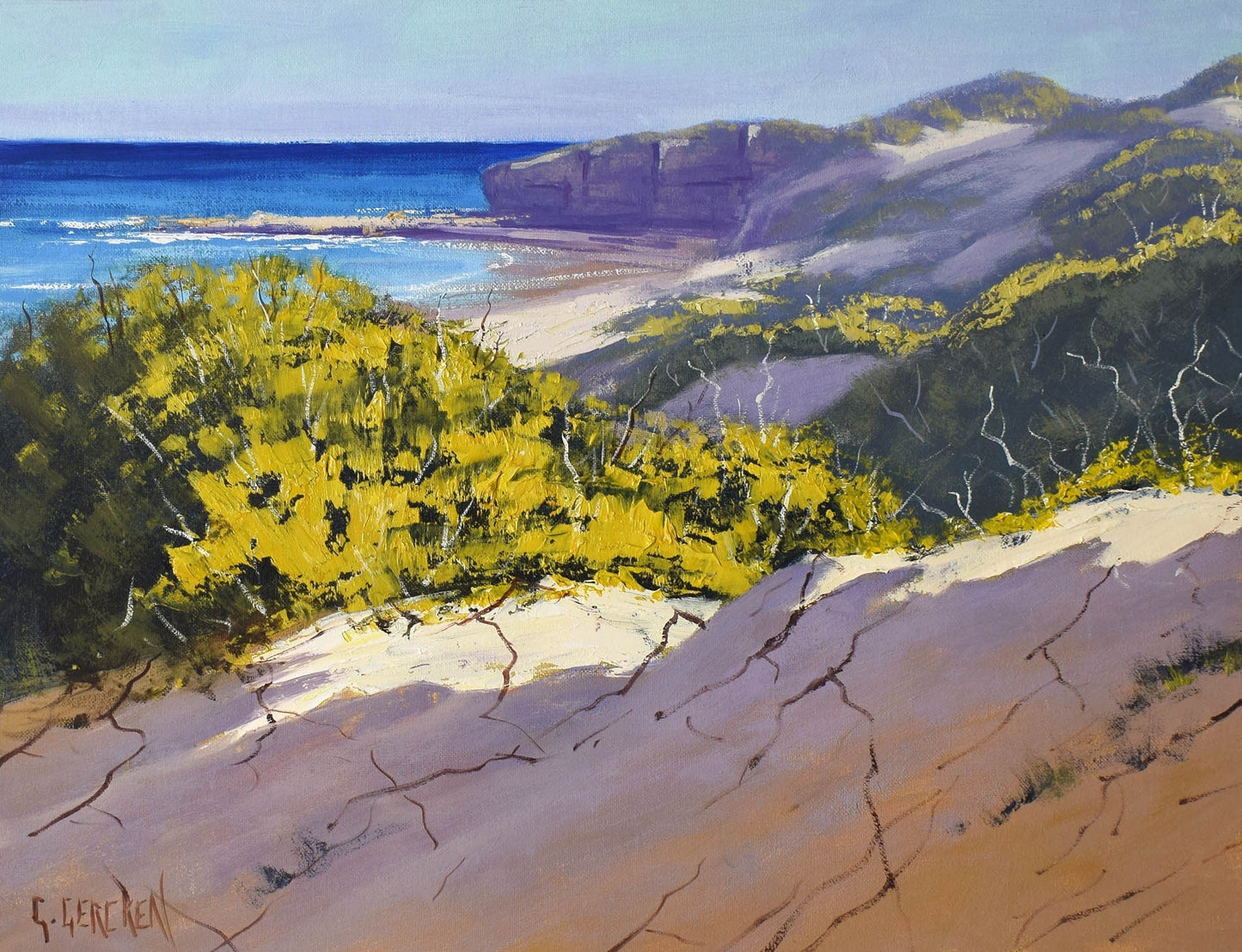 Original oil painting of Soldiers Beach, Central Coast, Australia, featuring coastal landscape and ocean view.