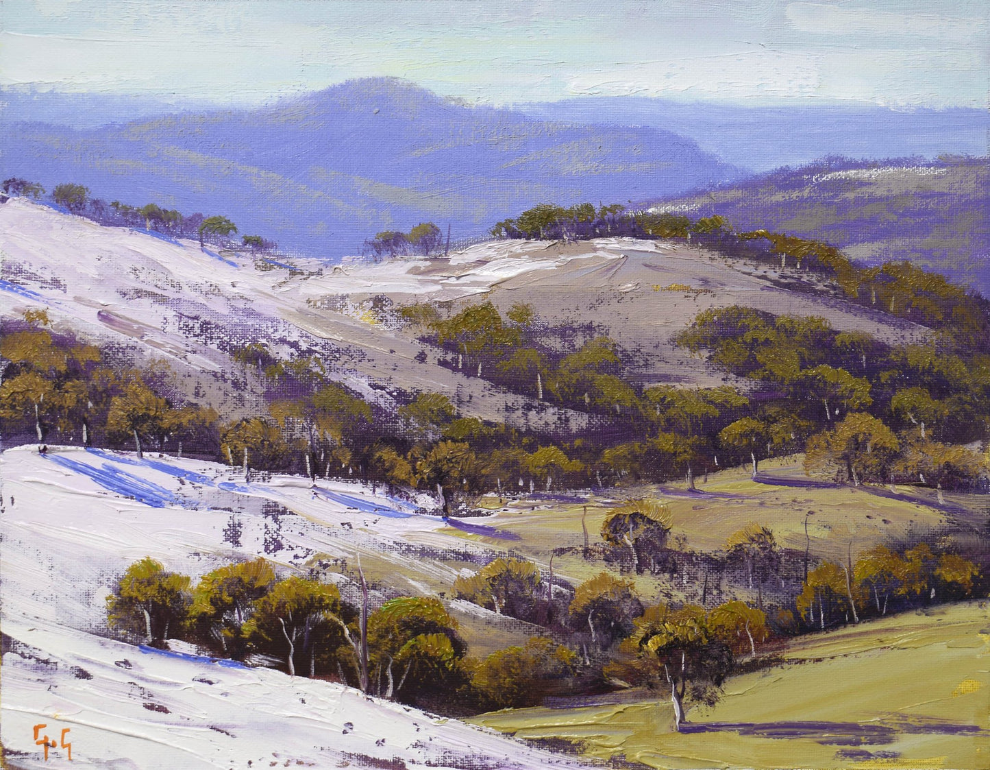 Australian Winter landscape snow Painting by Graham Gercken