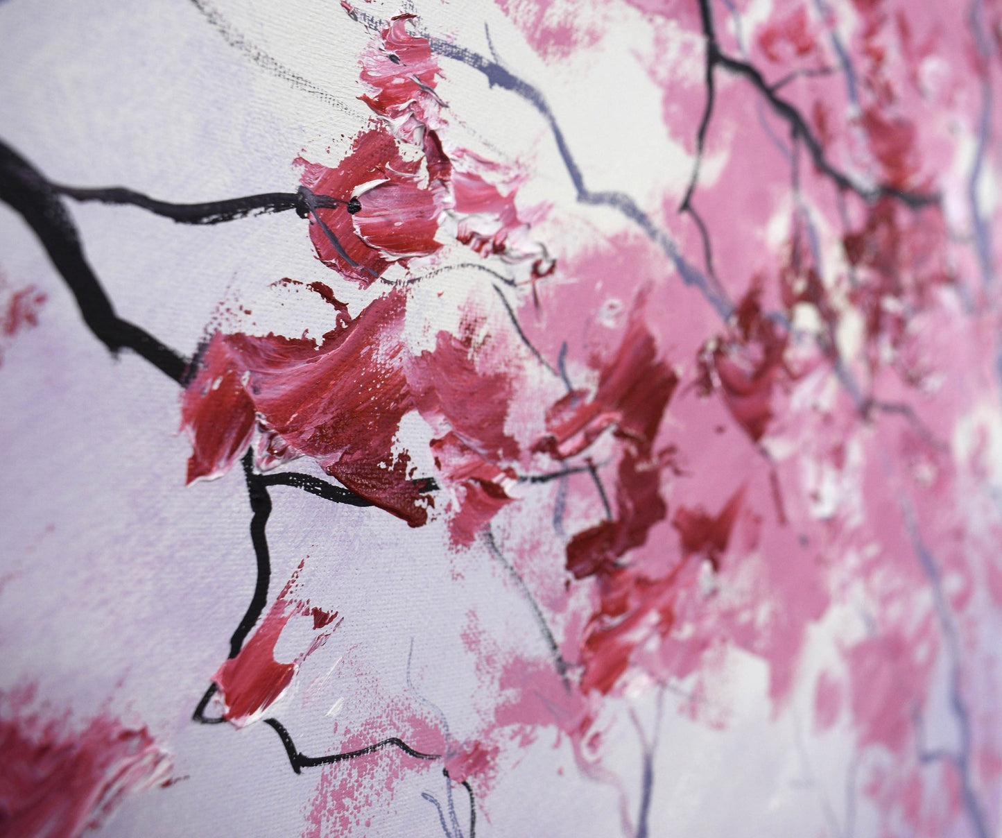 Large Pink blossom trees painting by Graham Gercken