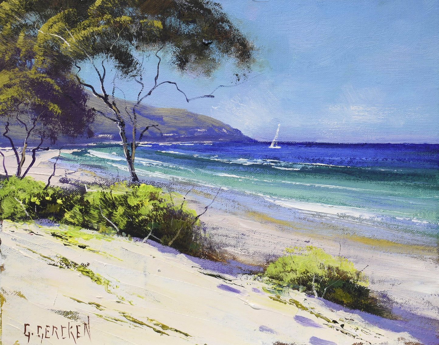 Port Stephens  Framed beach oil painting by Graham Gercken