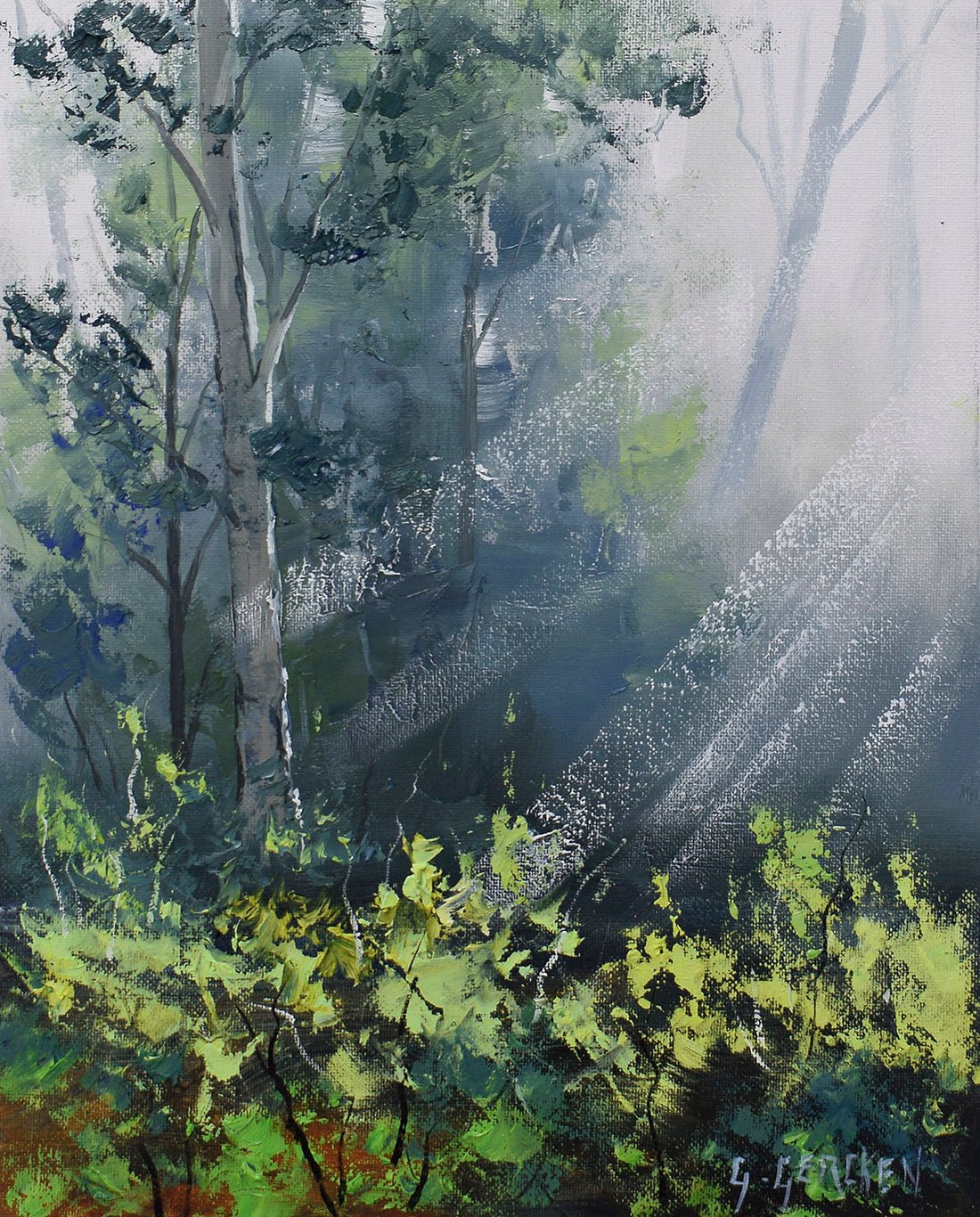 Forest Sun rays Framed oil Painting