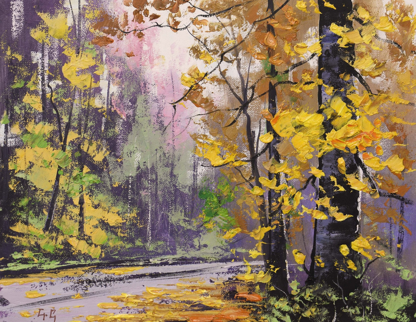 Autumn trees landscape painting - FREE SHIPPING