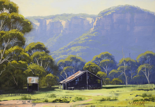 oil painting Megalong valley shed by Graham Gercken