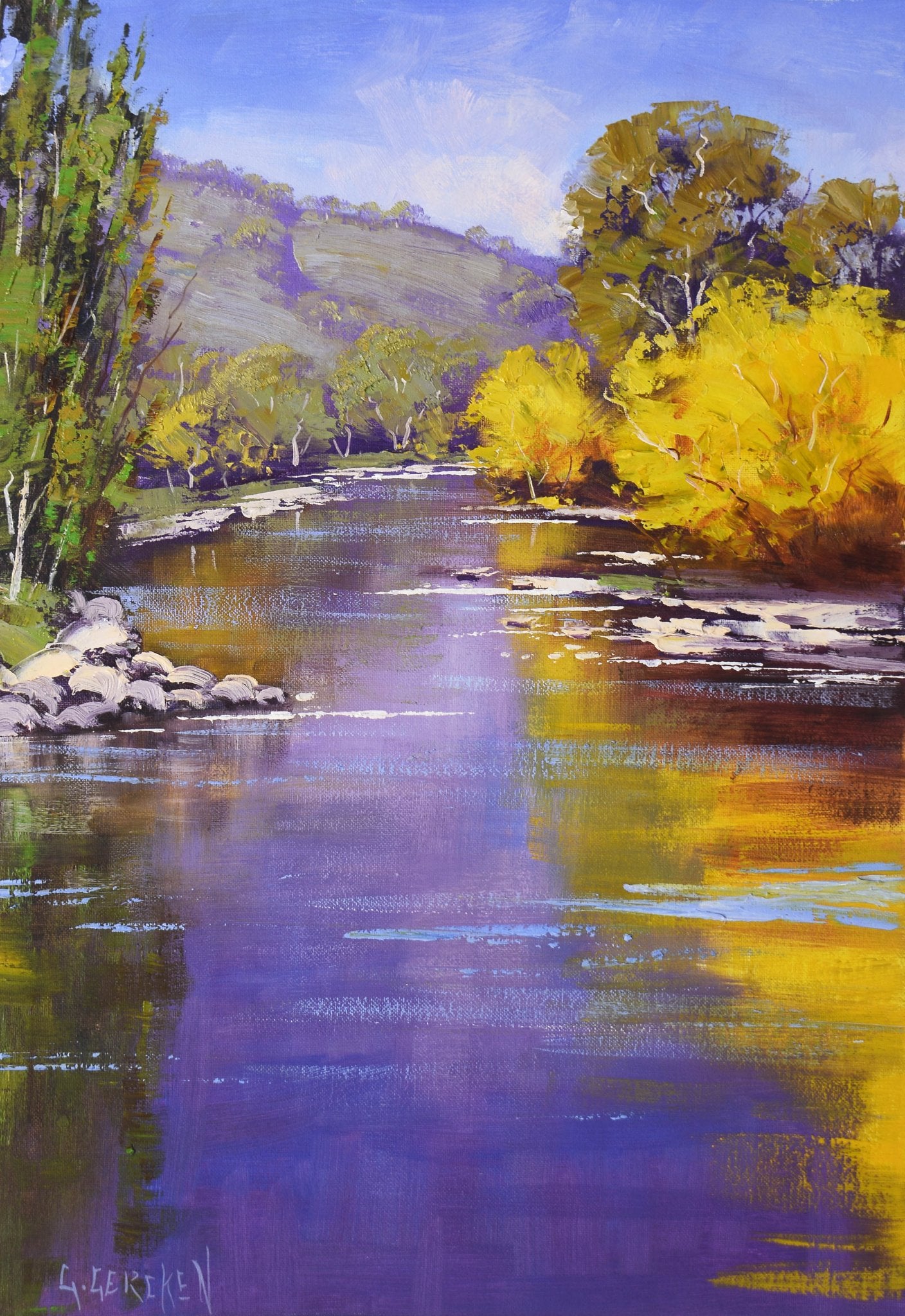 Autumn Painting Tumut River by Graham Gercken