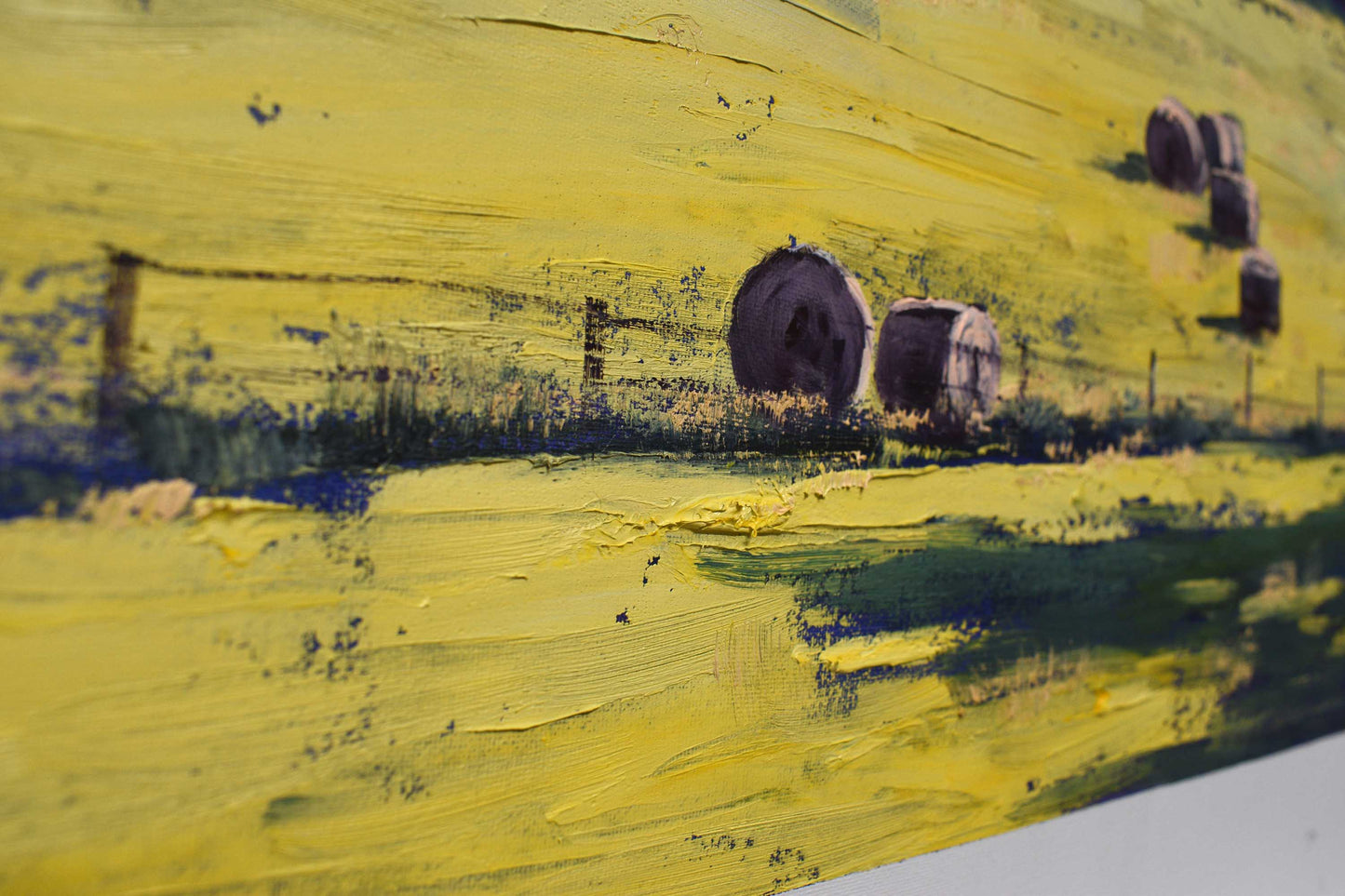 Landscape Painting with Hay shed Hay bales Original oil by Graham Gercken Australian artitst