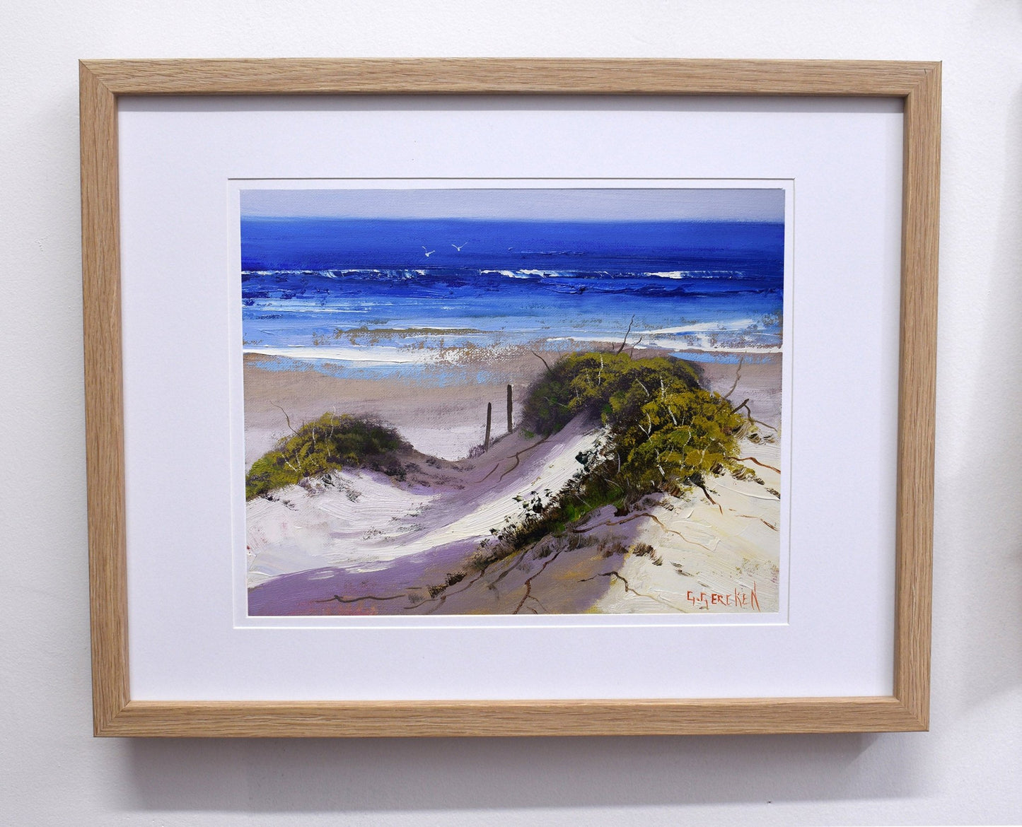 Australian beach scene Framed oil painting