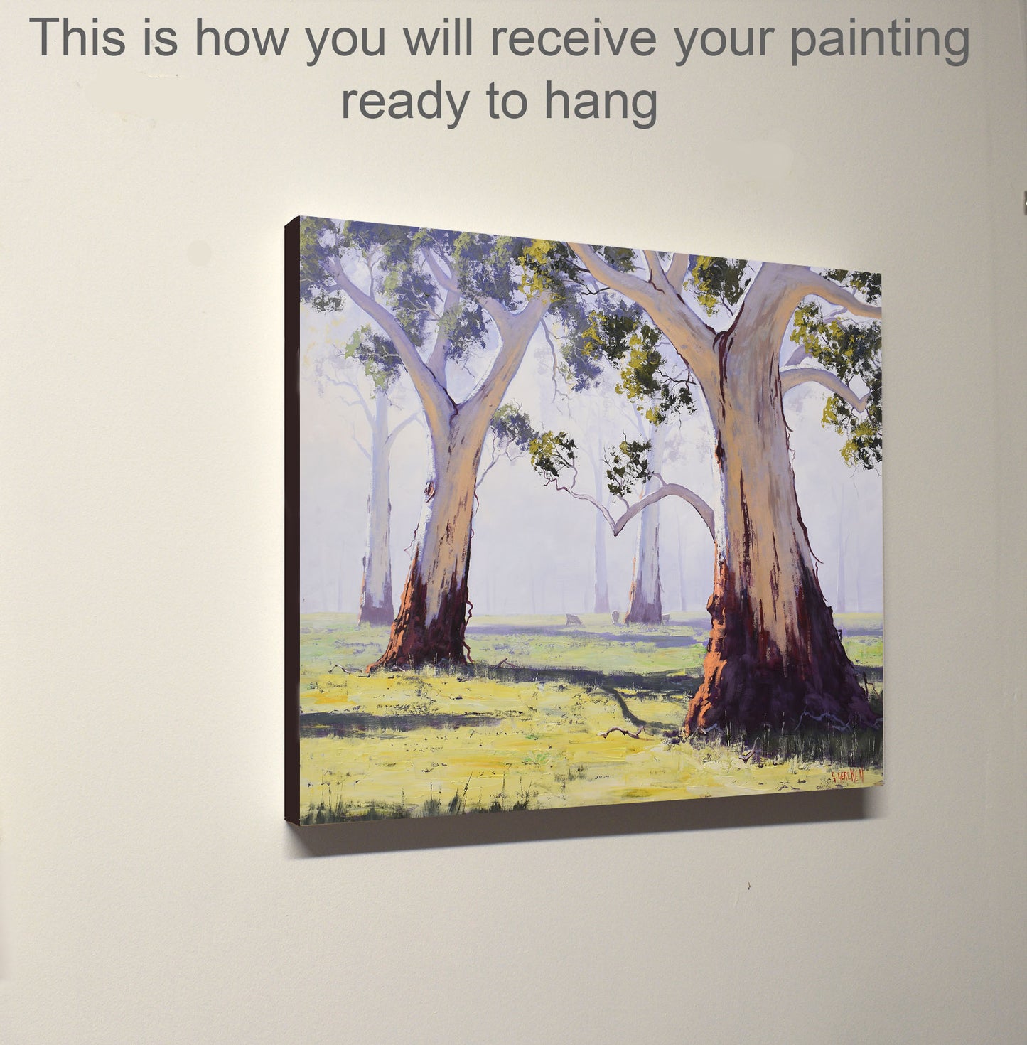 large Australian painting hanging