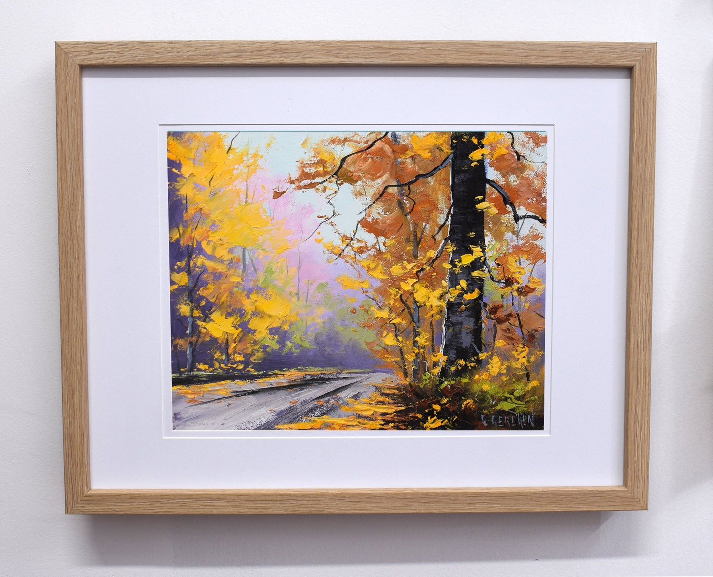 Framed Oil Panting  Autumn trees