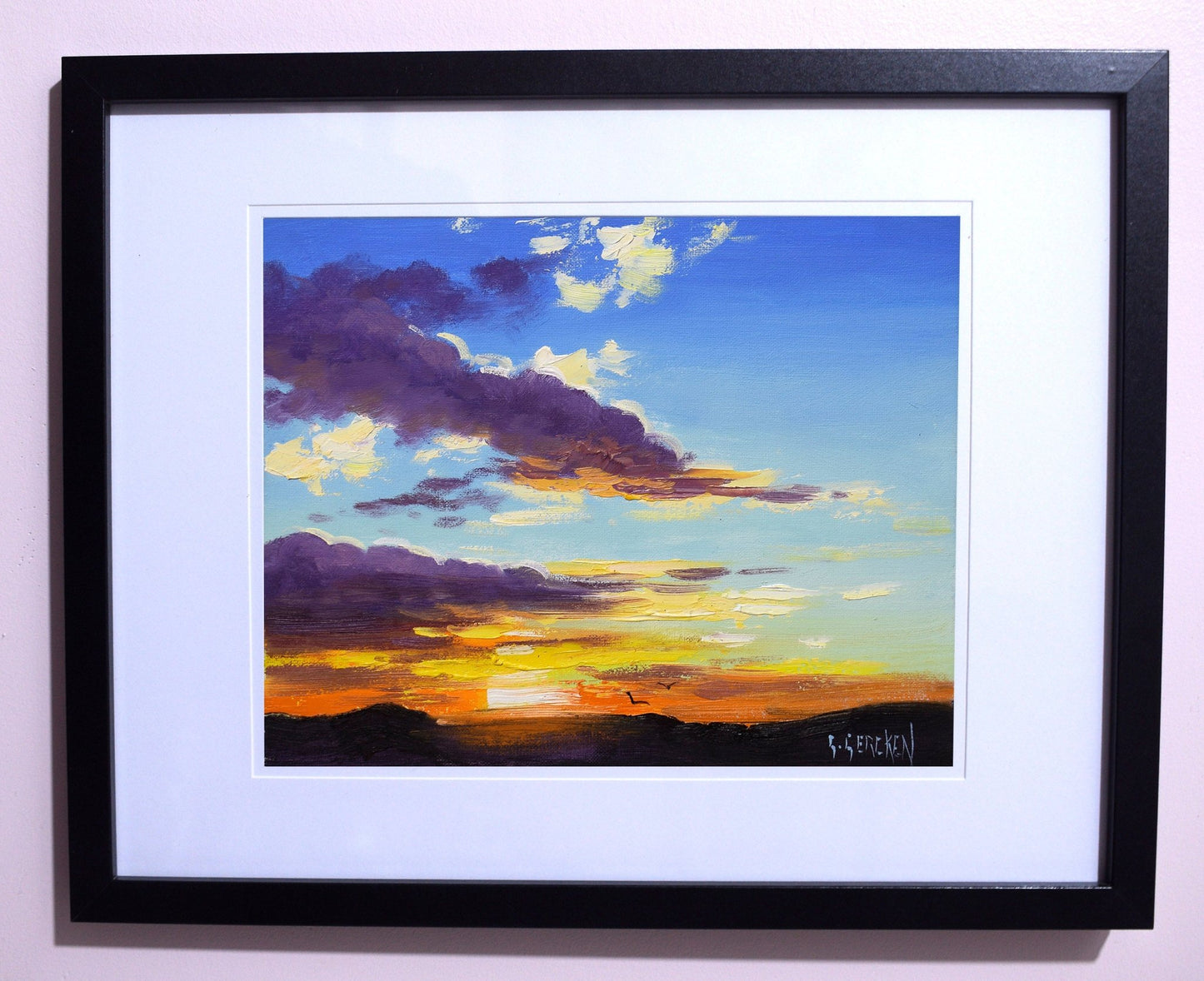 Framed Sunset Country landscape Painting by Graham Gercken