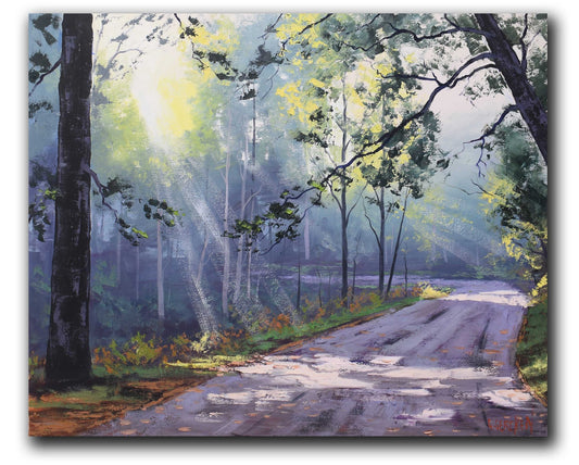 Forest sunrays oil Painting by Graham Gercken FREE SHIPPING