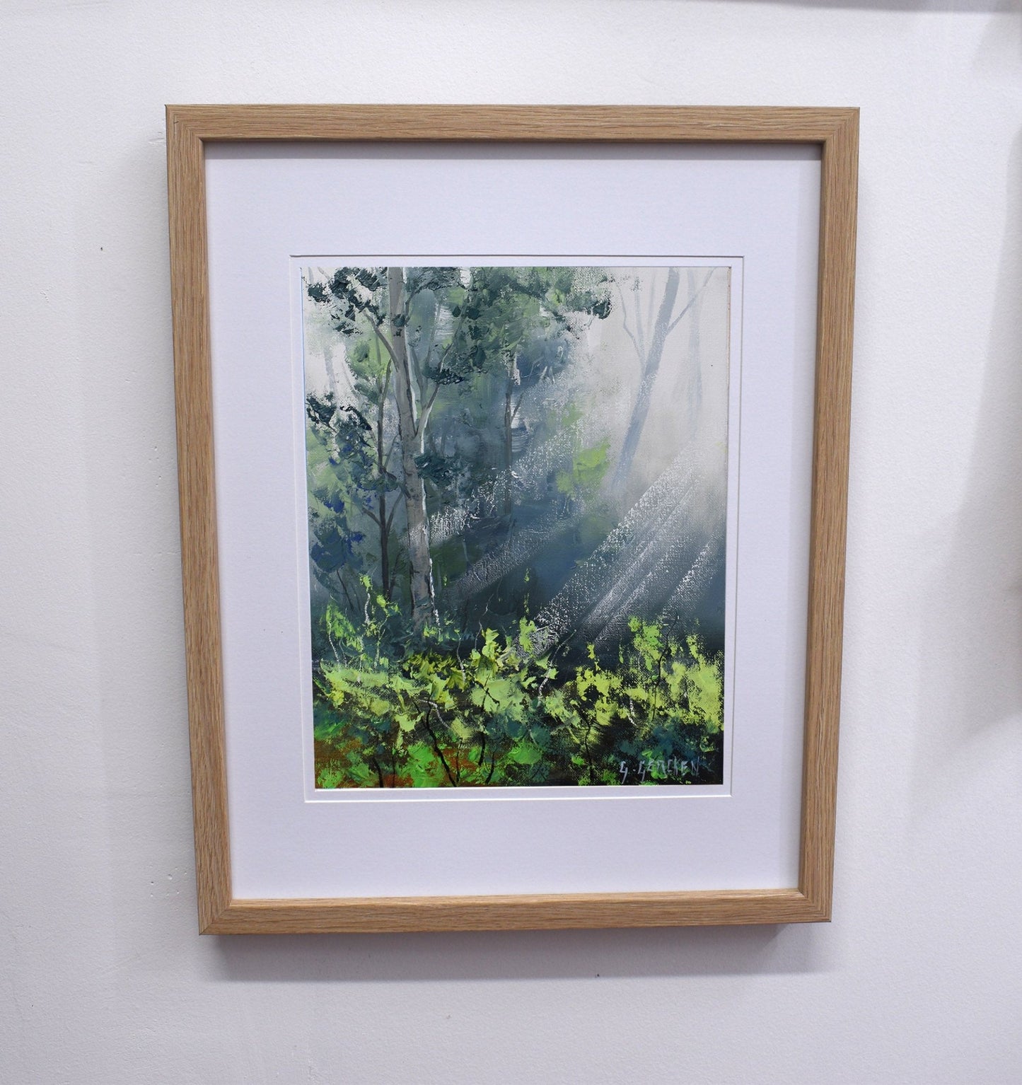 Forest Sun rays Framed oil Painting