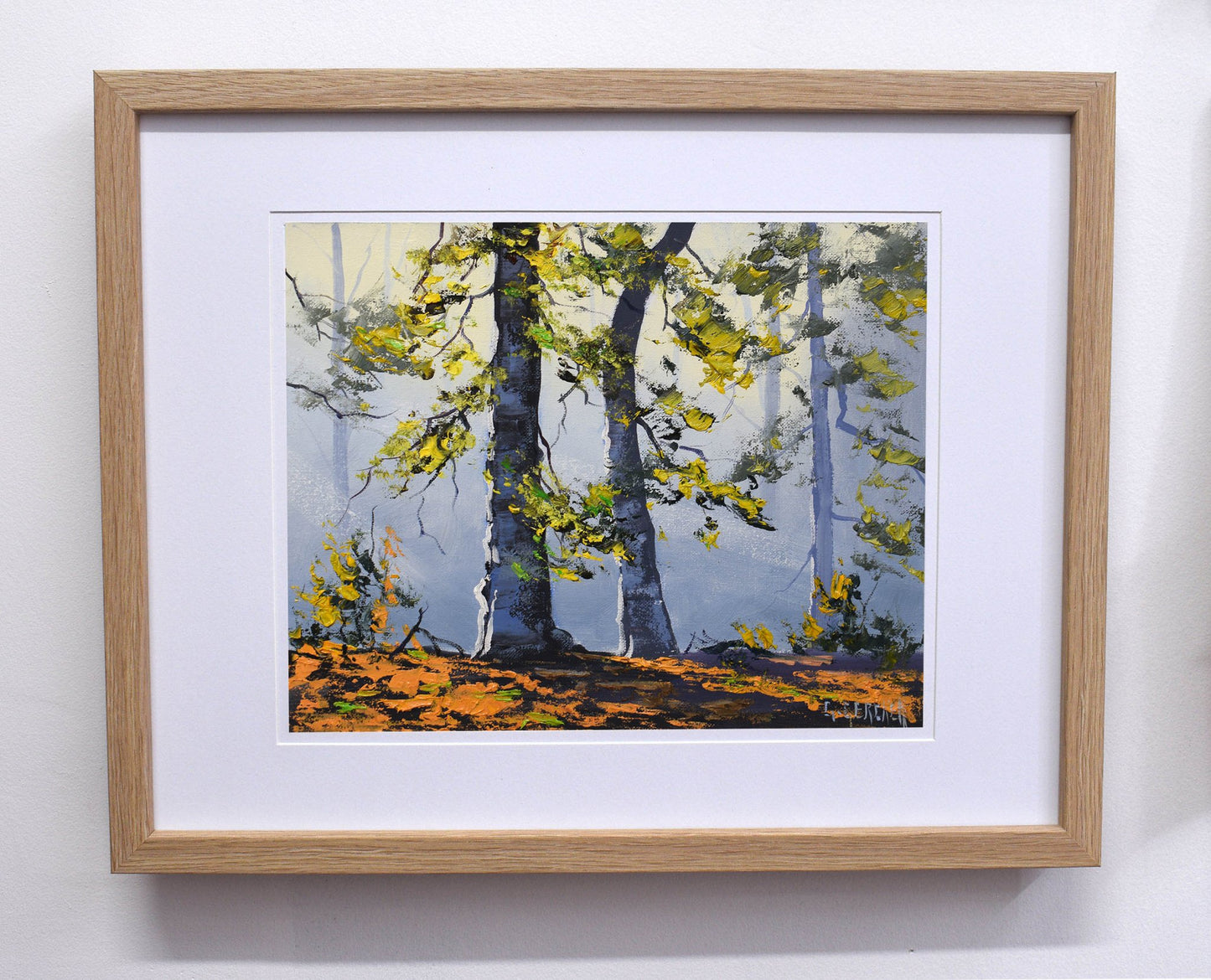 Framed Oil Panting  Autumn Forest trees