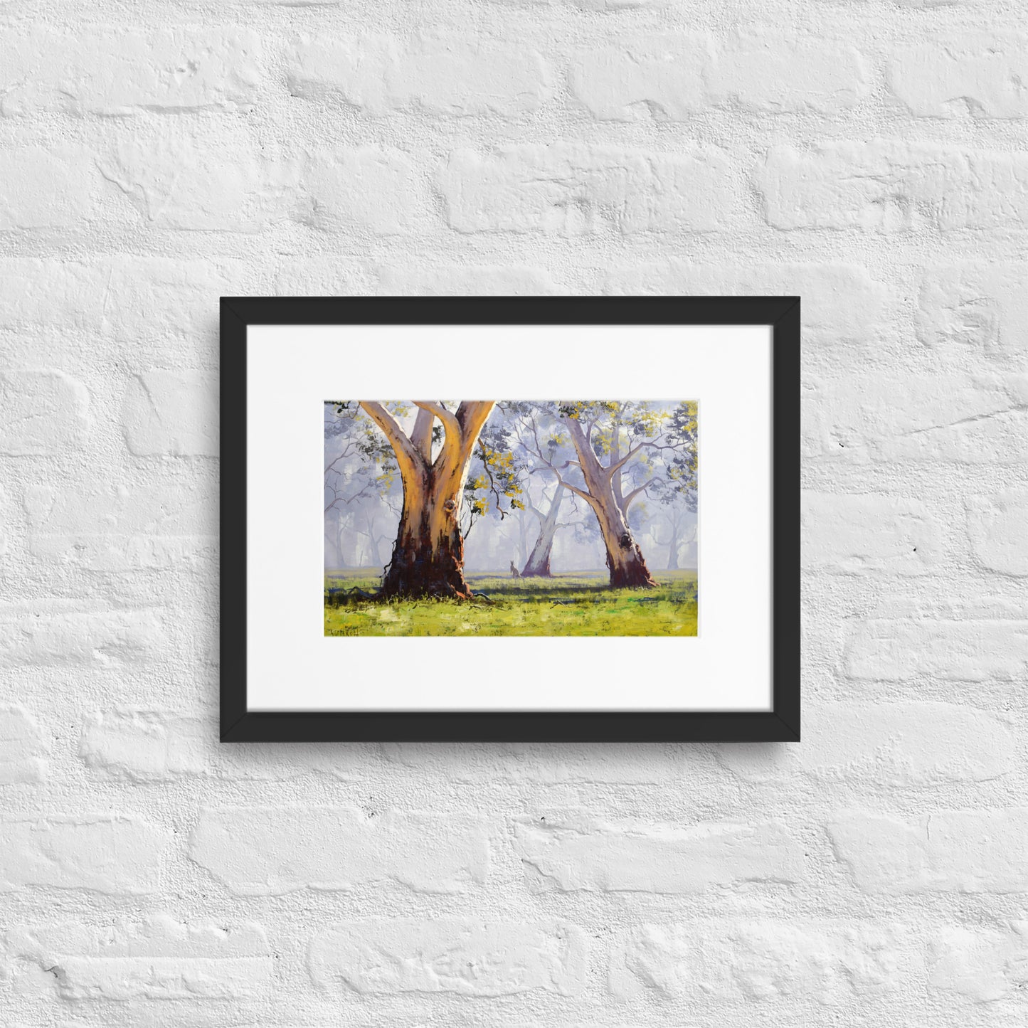 Australian Gum tree Eucalyptus with Kangaroo Framed Poster With Mat