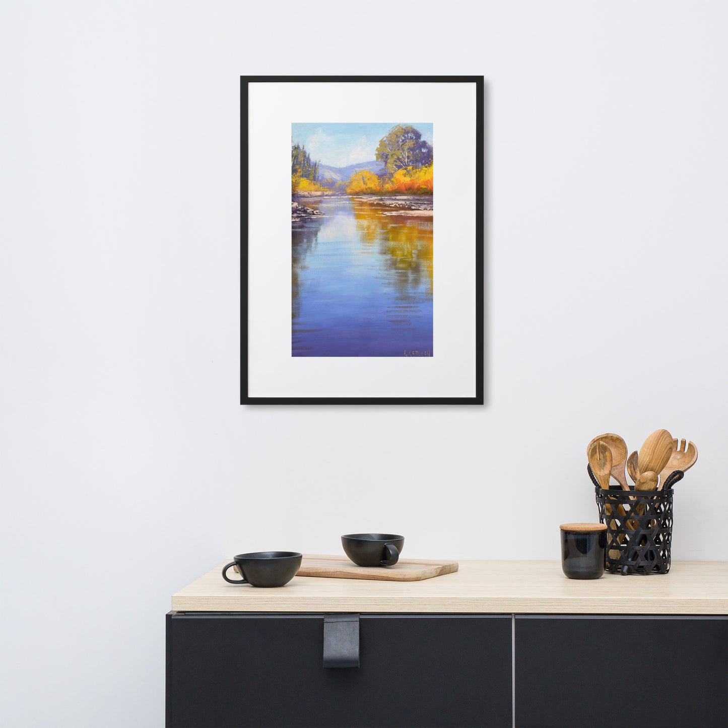 Autumn Trees Tumut River Framed Print With Mat