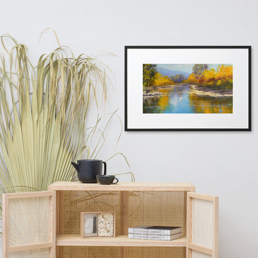 Autumn Trees Tumut River Framed Print With Mat