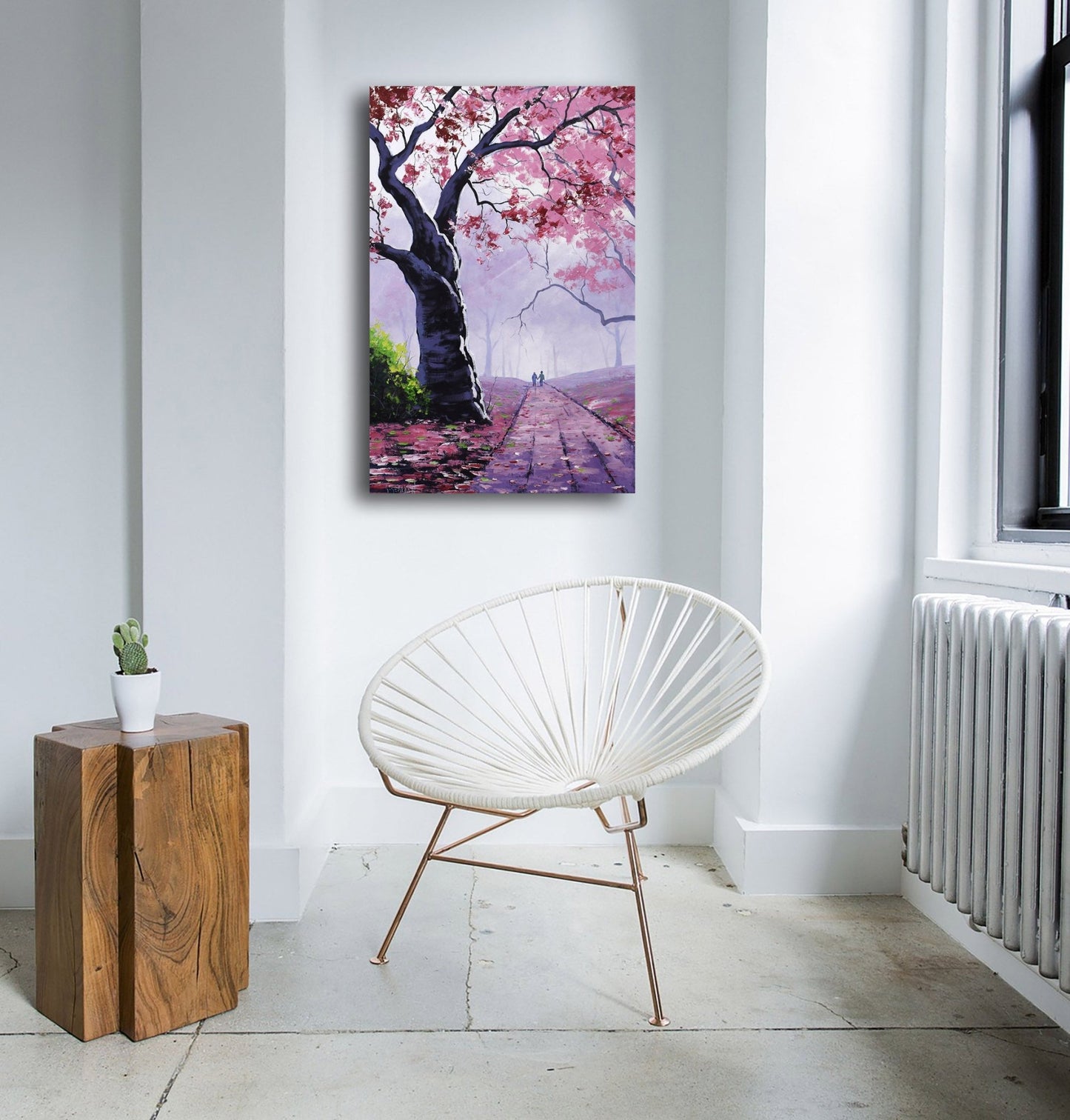 Large Pink blossom trees painting by Graham Gercken