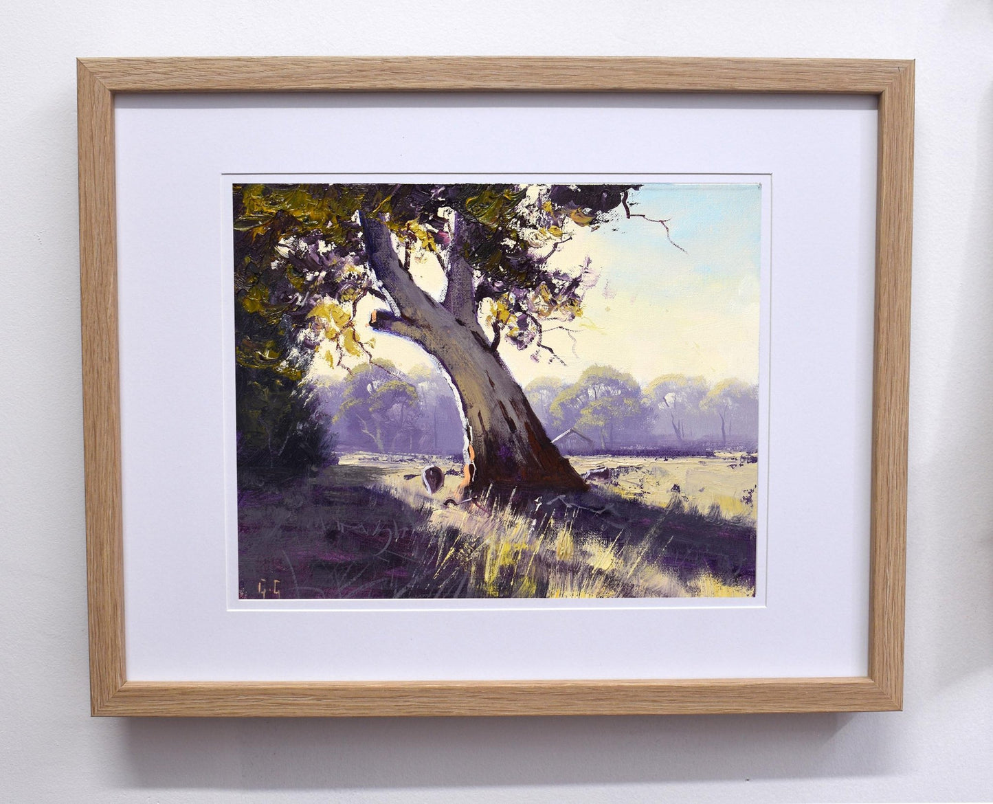 Australian Landscape Painting, Gum tree with sheep Victoria