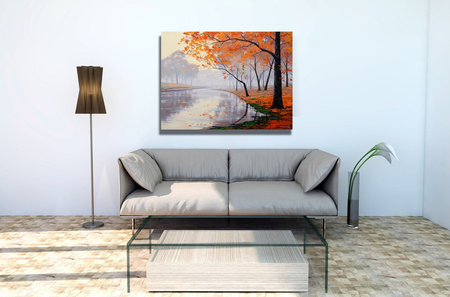 Autumn Lake Large Oil Painting