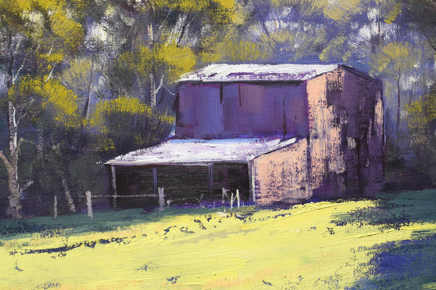 Landscape Painting with Hay shed Hay bales Original oil by Graham Gercken Australian artitst