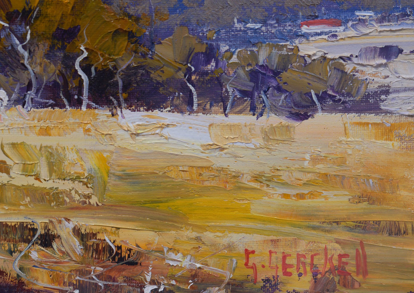 Framed Original Oil Panting  Australian Summer Landscape