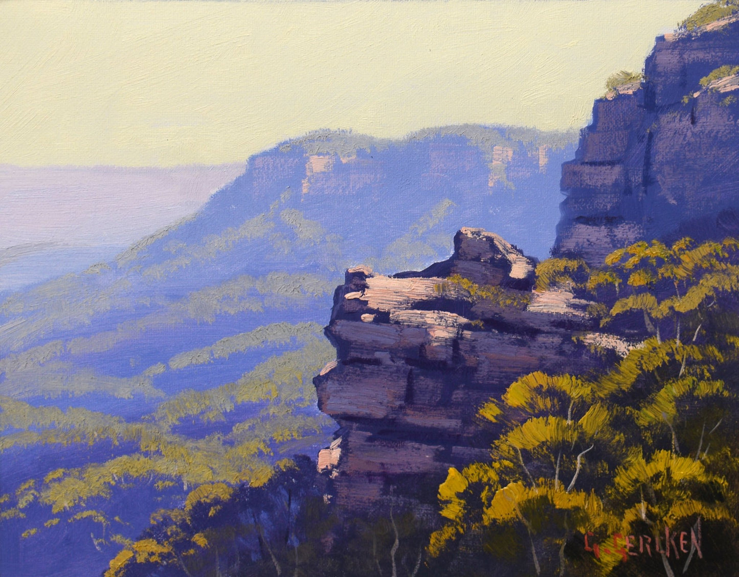 Oil Painting of the Majestic Blue Mountains Katoomba