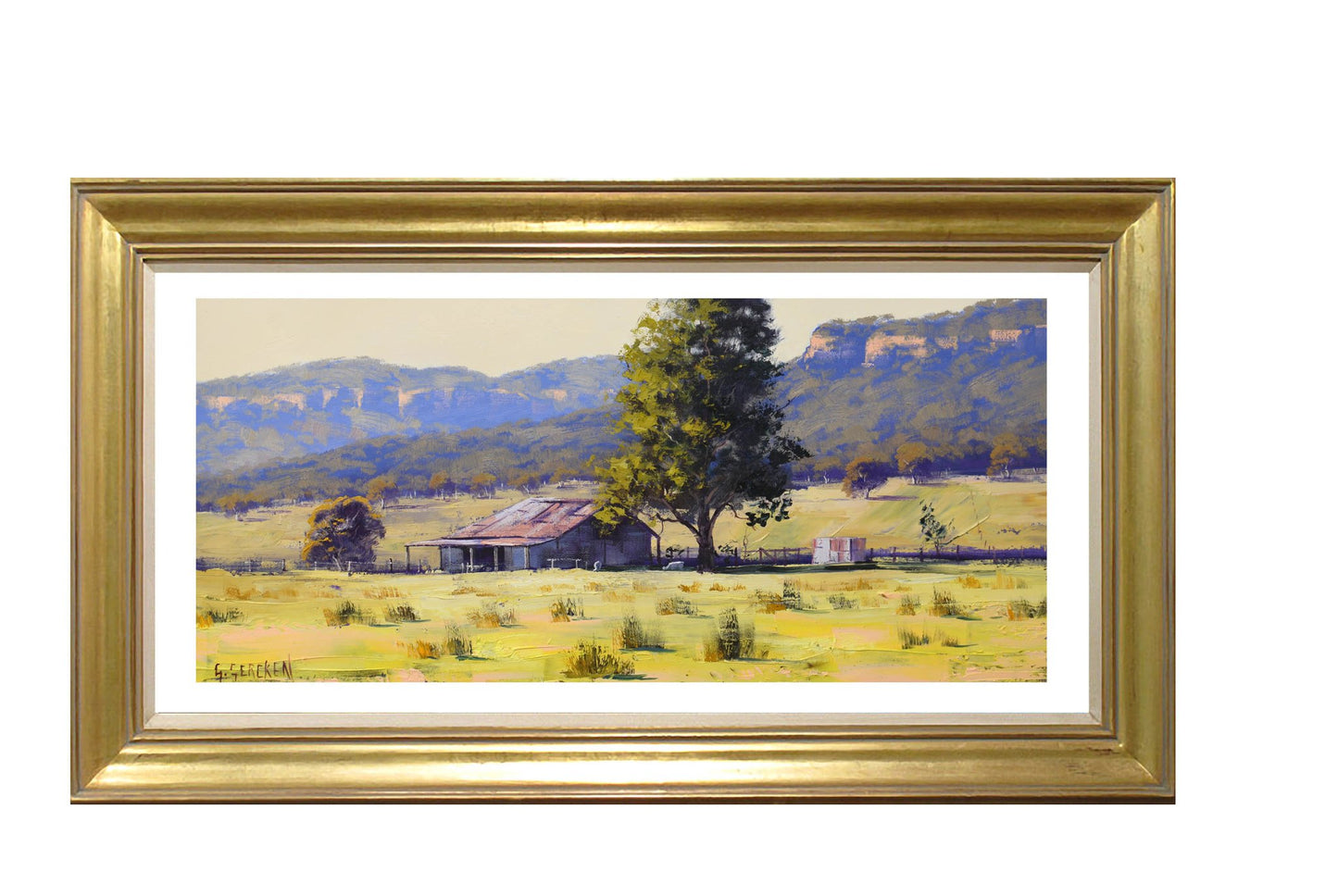 Original oil painting Farm shed Hartley the Blue mountains Australia landscape