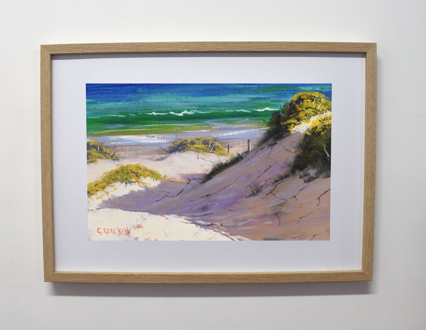 Framed Beach Art Original oil painting