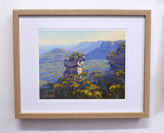 Framed Original Oil Painting : The Blue Mountains Landscape of Orphan Rock Katoomba - A Breathtaking Natural Beauty