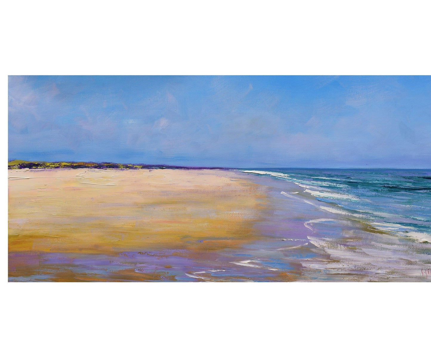 Impressionist Beach Painting of Sky land and sea