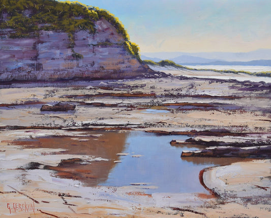 Newcastle Swansea Headland coastal oil painting