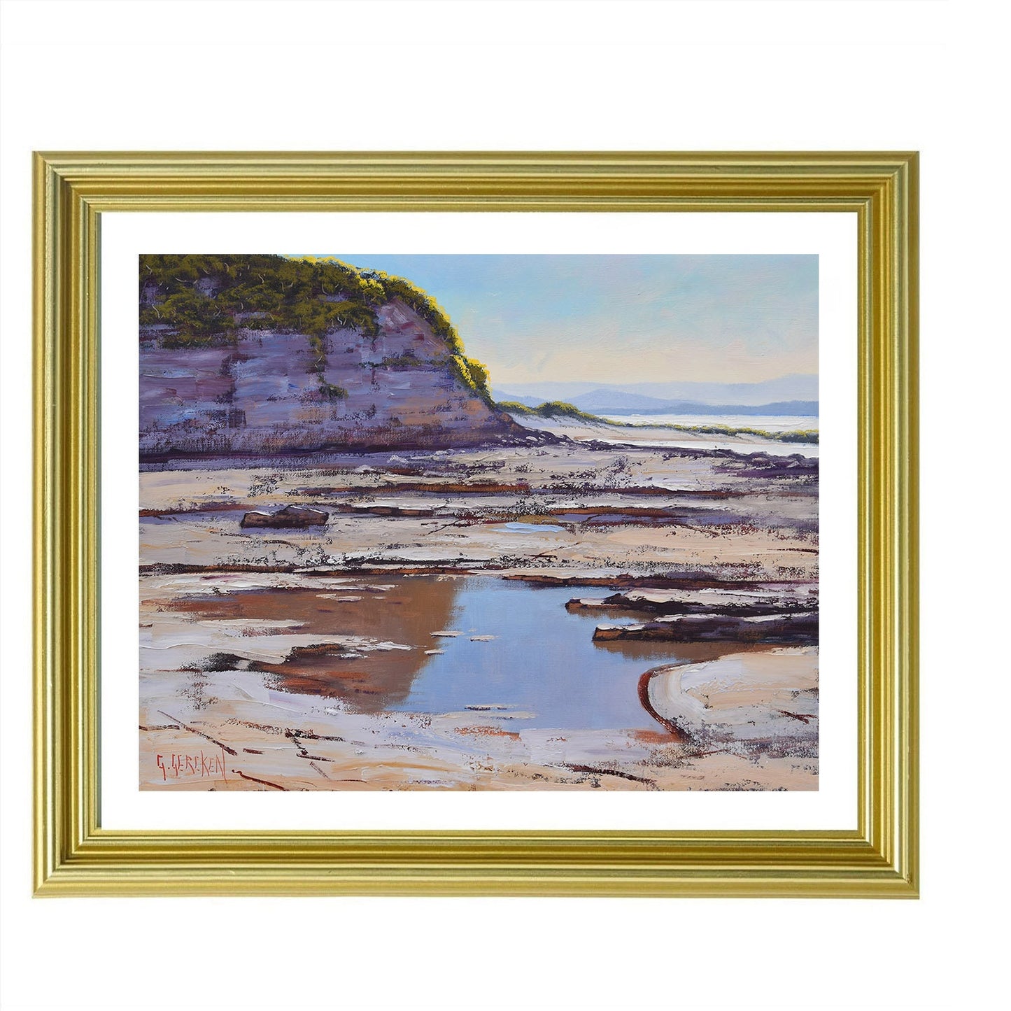 Newcastle Swansea Headland coastal oil painting