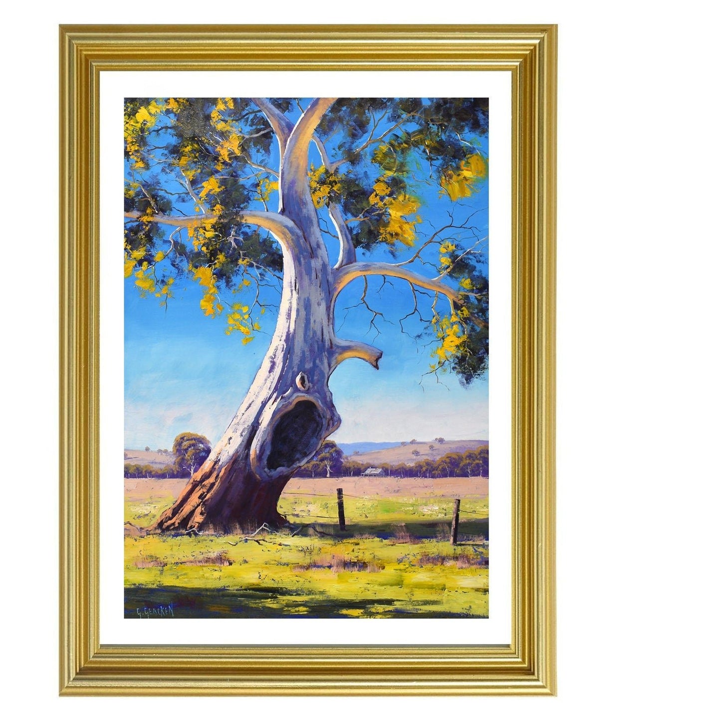 Eucalyptus trees large Australian landscape oil painting