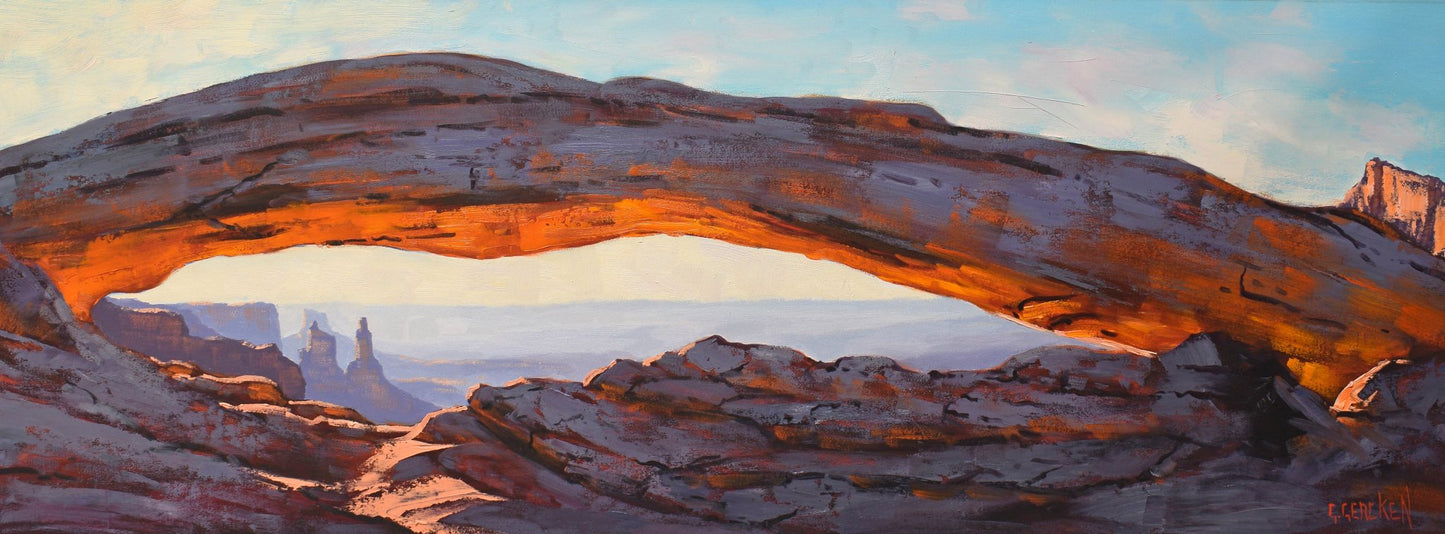 Mesa arch Sunrise Original oil painting Utah large Desert landscape Vista view