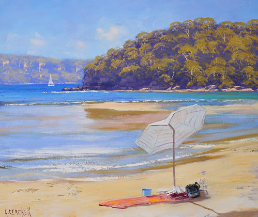 Summer Beach Day Australia original oil painting