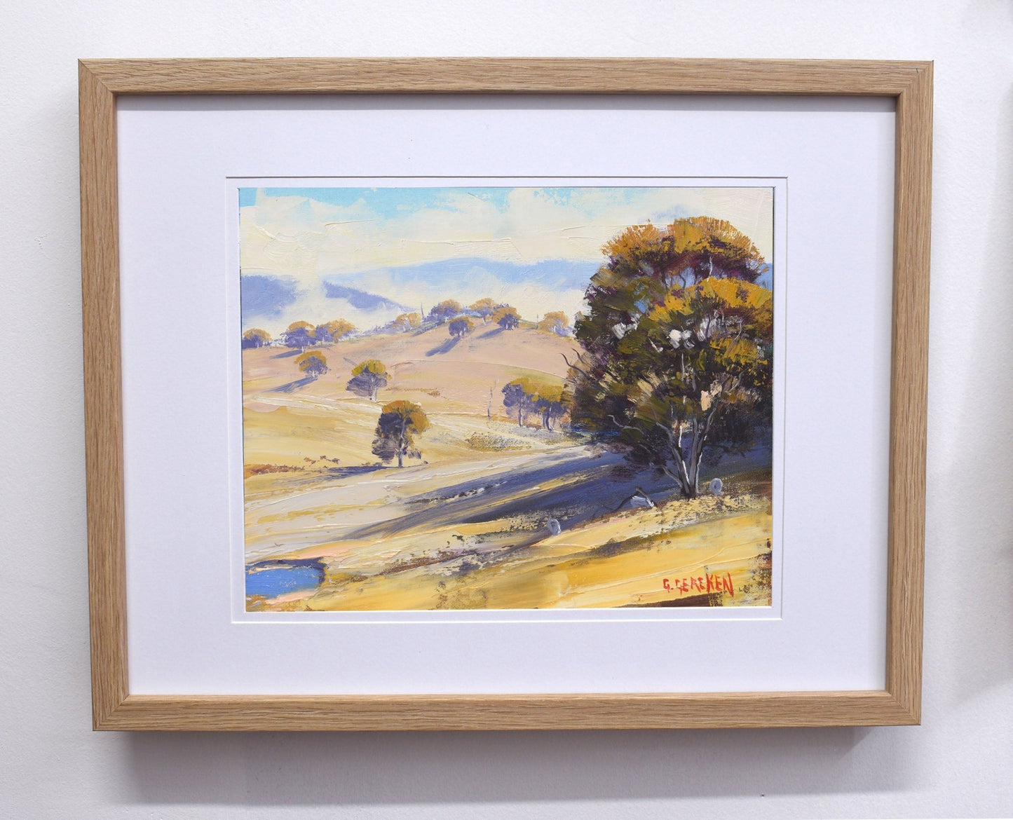 Framed Original Oil Panting  Australian Summer Landscape Mudgee