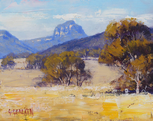Framed Original Oil Panting  Australian Summer Landscape Capertee Valley