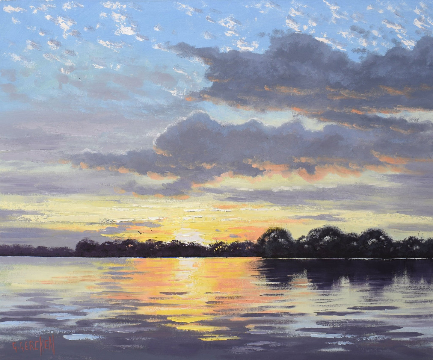 Ocean Sunset Colours Original oil painting