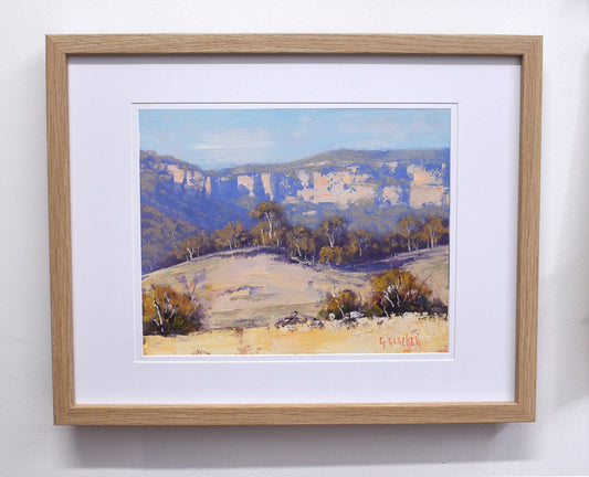 Framed Original Oil Panting  Australian Summer Landscape Capertee Cliffs